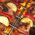 Grilled Vegetable Skewers with Hickory Smoked Boneless Ribs