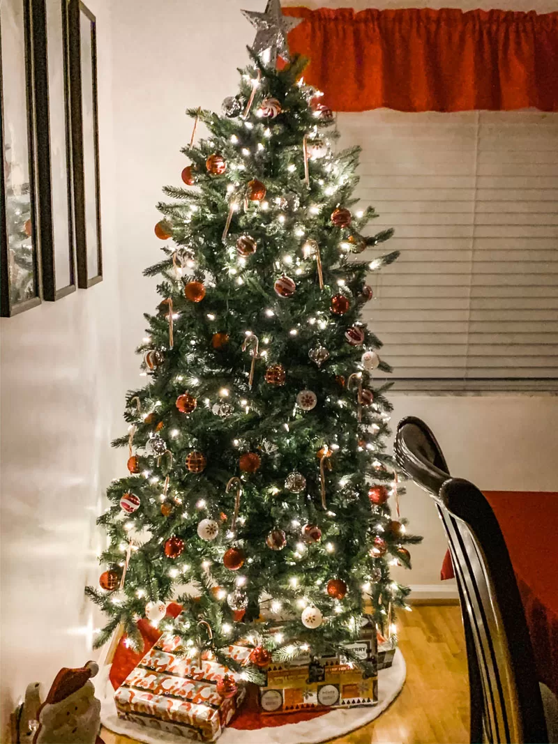 lighted family Christmas tree