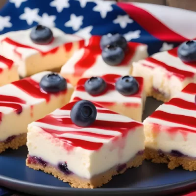 Flag Cheesecake Bars Recipe: Patriotic Dessert